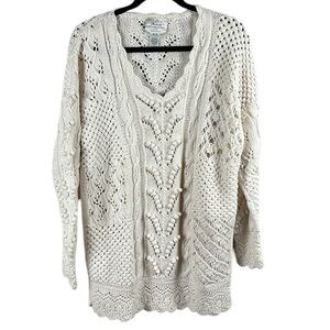 Vintage Express Handknitted Oversized Open Knit Tunic Sweater Size M